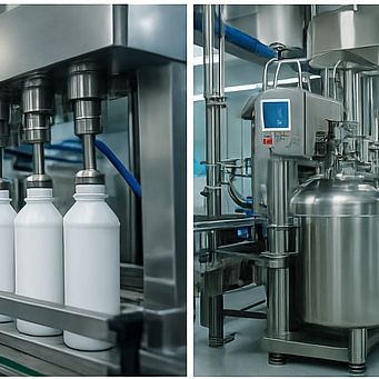 Filling line with HDPE bottles