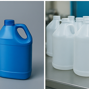 Gallon jugs on table